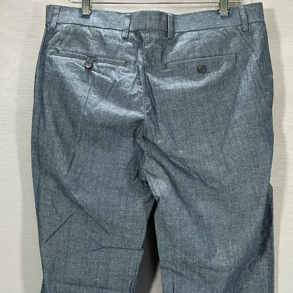 Banana Republic Pants Mens 34 Tailored Slim Fit Blue Cotton Flat Front Pockets - Picture 6 of 9